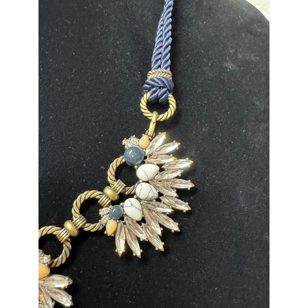 Chloe + Isabel Statement Necklace Blue Gold Crystal Marbled Stone Festival Y2K - Picture 3 of 10